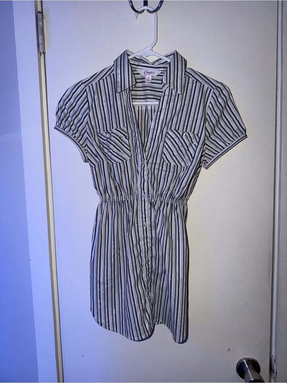 Candie's Black & White Striped Button-Up Shirt